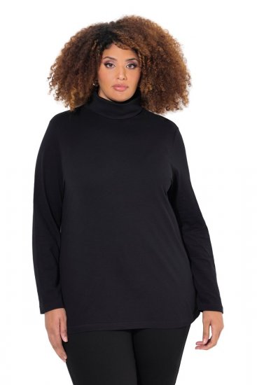 Ulla Popken Basic Long Sleeve Slim Fit Turtleneck Black - Naisten hupparit ja collegepaidat isot koot - Mukavat collegepaidat, huput ja neuleet