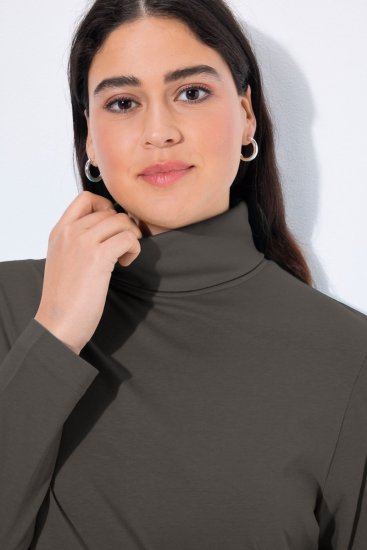 Ulla Popken Basic Long Sleeve Slim Fit Turtleneck Graphite Grey - Naisten hupparit ja collegepaidat isot koot - Mukavat collegepaidat, huput ja neuleet