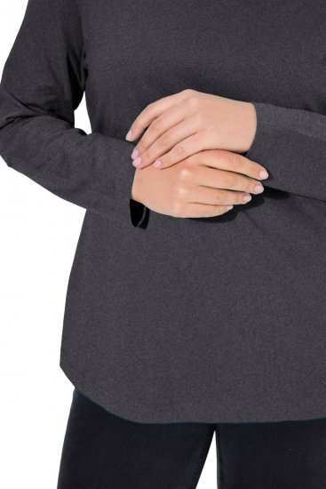 Ulla Popken Basic Long Sleeve Slim Fit Turtleneck Charcoal Grey Melange - Naisten hupparit ja collegepaidat isot koot - Mukavat collegepaidat, huput ja neuleet