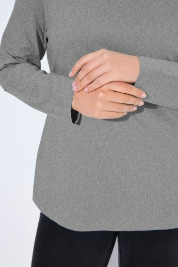 Ulla Popken Basic Long Sleeve Slim Fit Turtleneck Light Grey Melange - Naisten hupparit ja collegepaidat isot koot - Mukavat collegepaidat, huput ja neuleet