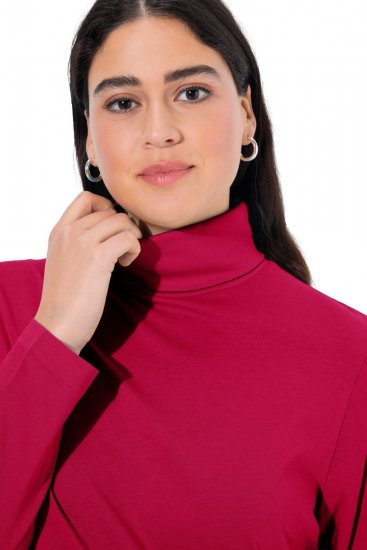 Ulla Popken Basic Long Sleeve Slim Fit Turtleneck Red - Naisten hupparit ja collegepaidat isot koot - Mukavat collegepaidat, huput ja neuleet