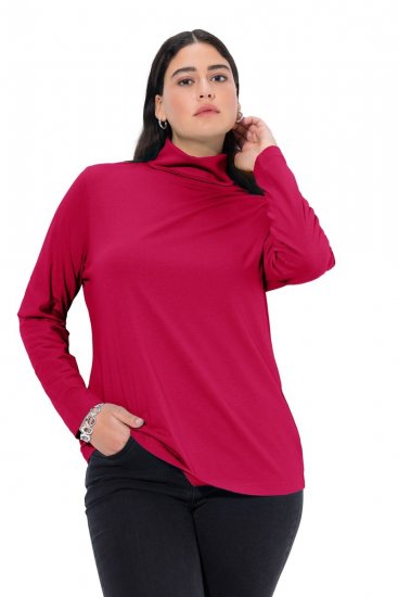 Ulla Popken Basic Long Sleeve Slim Fit Turtleneck Red - Naisten hupparit ja collegepaidat isot koot - Mukavat collegepaidat, huput ja neuleet