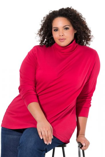 Ulla Popken Basic Long Sleeve Slim Fit Turtleneck Red - Naisten hupparit ja collegepaidat isot koot - Mukavat collegepaidat, huput ja neuleet