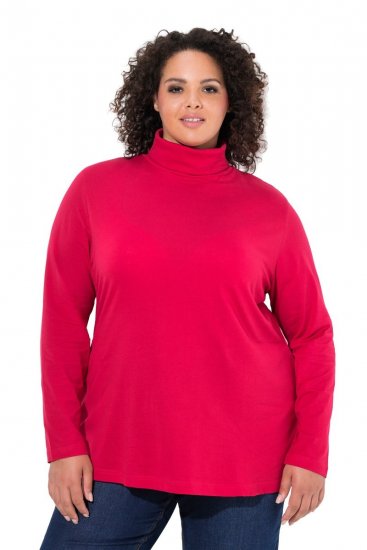 Ulla Popken Basic Long Sleeve Slim Fit Turtleneck Red - Naisten hupparit ja collegepaidat isot koot - Mukavat collegepaidat, huput ja neuleet