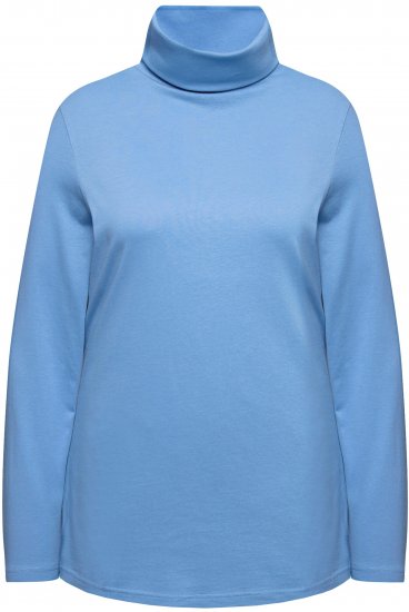 Ulla Popken Basic Long Sleeve Slim Fit Turtleneck Light Cornflower - Naisten hupparit ja collegepaidat isot koot - 
