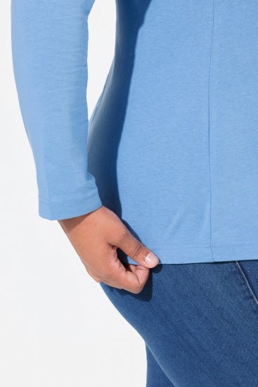 Ulla Popken Basic Long Sleeve Slim Fit Turtleneck Light Cornflower - Naisten hupparit ja collegepaidat isot koot - Mukavat collegepaidat, huput ja neuleet
