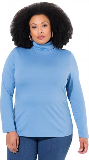 Ulla Popken Basic Long Sleeve Slim Fit Turtleneck Light Cornflower - Naisten hupparit ja collegepaidat isot koot - 