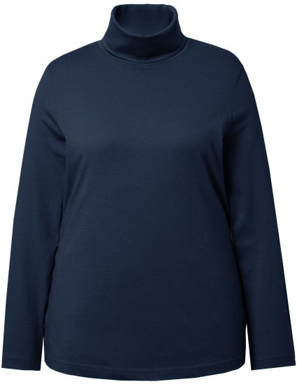 Ulla Popken Basic Long Sleeve Slim Fit Turtleneck Navy Blue - Naisten hupparit ja collegepaidat isot koot - 