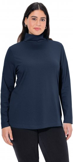 Ulla Popken Basic Long Sleeve Slim Fit Turtleneck Navy Blue - Naisten hupparit ja collegepaidat isot koot - 