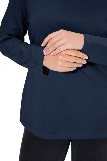 Ulla Popken Basic Long Sleeve Slim Fit Turtleneck Navy Blue - Naisten hupparit ja collegepaidat isot koot - Mukavat collegepaidat, huput ja neuleet