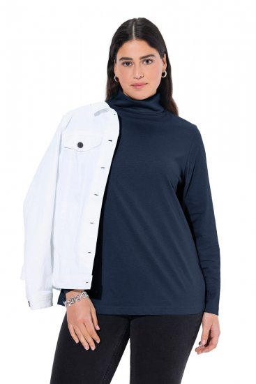 Ulla Popken Basic Long Sleeve Slim Fit Turtleneck Navy Blue - Naisten hupparit ja collegepaidat isot koot - Mukavat collegepaidat, huput ja neuleet