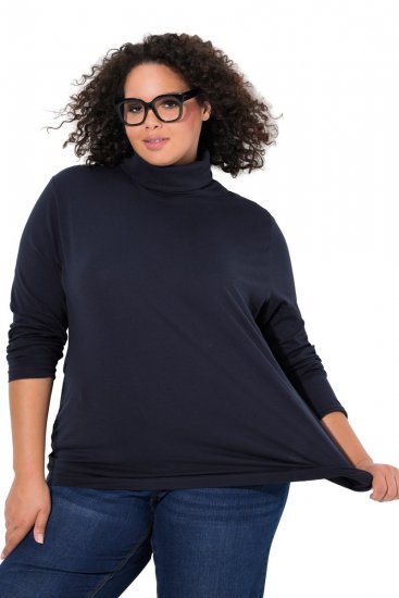 Ulla Popken Basic Long Sleeve Slim Fit Turtleneck Navy Blue - Naisten hupparit ja collegepaidat isot koot - Mukavat collegepaidat, huput ja neuleet