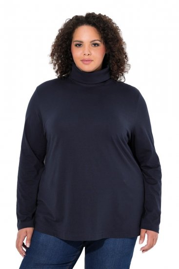 Ulla Popken Basic Long Sleeve Slim Fit Turtleneck Navy Blue - Naisten hupparit ja collegepaidat isot koot - Mukavat collegepaidat, huput ja neuleet