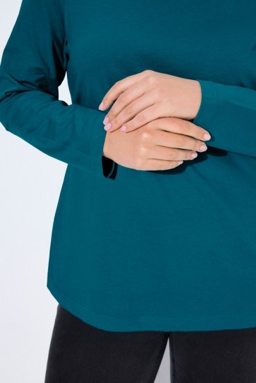 Ulla Popken Basic Long Sleeve Slim Fit Turtleneck Cerulean - Naisten hupparit ja collegepaidat isot koot - Mukavat collegepaidat, huput ja neuleet