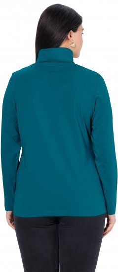 Ulla Popken Basic Long Sleeve Slim Fit Turtleneck Cerulean - Naisten hupparit ja collegepaidat isot koot - 