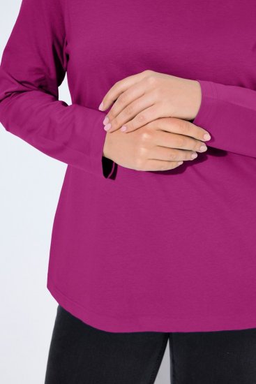 Ulla Popken Basic Long Sleeve Slim Fit Turtleneck Berry - Naisten hupparit ja collegepaidat isot koot - Mukavat collegepaidat, huput ja neuleet