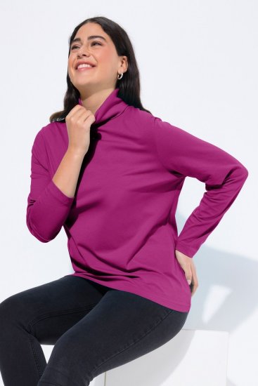 Ulla Popken Basic Long Sleeve Slim Fit Turtleneck Berry - Naisten hupparit ja collegepaidat isot koot - Mukavat collegepaidat, huput ja neuleet