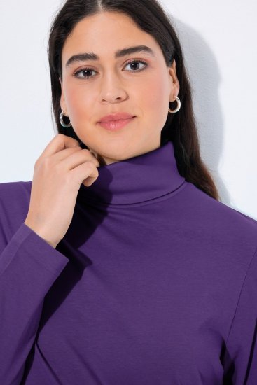 Ulla Popken Basic Long Sleeve Slim Fit Turtleneck Deep Violet - Naisten hupparit ja collegepaidat isot koot - Mukavat collegepaidat, huput ja neuleet