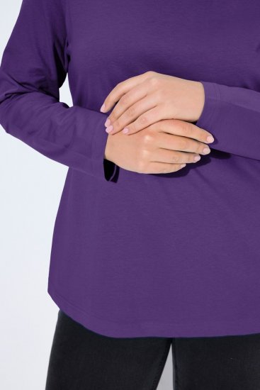 Ulla Popken Basic Long Sleeve Slim Fit Turtleneck Deep Violet - Naisten hupparit ja collegepaidat isot koot - Mukavat collegepaidat, huput ja neuleet