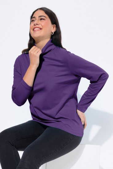 Ulla Popken Basic Long Sleeve Slim Fit Turtleneck Deep Violet - Naisten hupparit ja collegepaidat isot koot - Mukavat collegepaidat, huput ja neuleet