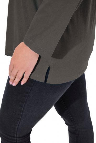 Ulla Popken Back To Basics V-Neck Relaxed Fit Cotton Tee Graphite Grey - T-paidat - Naisten t-paidat