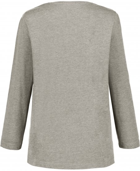 Ulla Popken Back To Basics V-Neck Relaxed Fit Cotton Tee Light Grey Melange - T-paidat - 