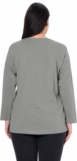 Ulla Popken Back To Basics V-Neck Relaxed Fit Cotton Tee Light Grey Melange - T-paidat - 