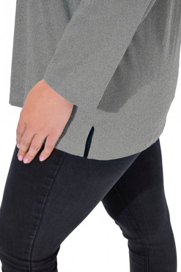 Ulla Popken Back To Basics V-Neck Relaxed Fit Cotton Tee Light Grey Melange - T-paidat - Naisten t-paidat