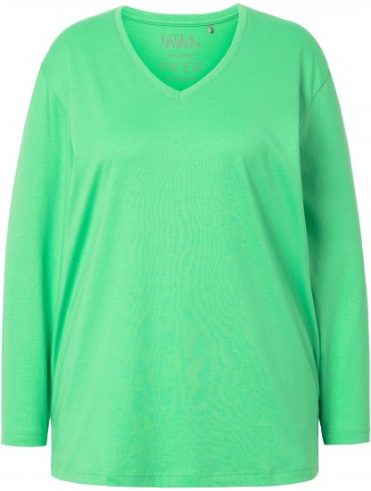 Ulla Popken Back To Basics V-Neck Relaxed Fit Cotton Tee Mint Green - T-paidat - 