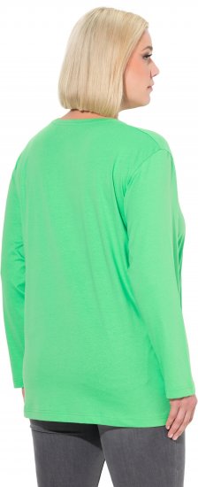 Ulla Popken Back To Basics V-Neck Relaxed Fit Cotton Tee Mint Green - T-paidat - 