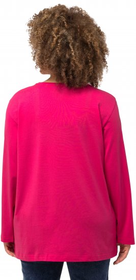 Ulla Popken Back To Basics V-Neck Relaxed Fit Cotton Tee Magenta Pink - T-paidat - 