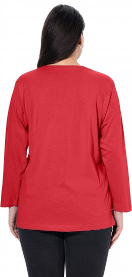 Ulla Popken Back To Basics V-Neck Relaxed Fit Cotton Tee Salsa Red - T-paidat - 