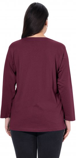 Ulla Popken Back To Basics V-Neck Relaxed Fit Cotton Tee Dark Berry - T-paidat - 