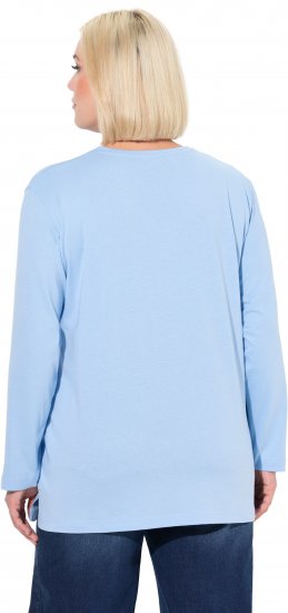 Ulla Popken Back To Basics V-Neck Relaxed Fit Cotton Tee Light Blue - T-paidat - 