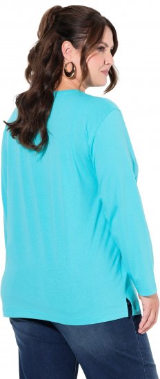 Ulla Popken Back To Basics V-Neck Relaxed Fit Cotton Tee Deep Aqua - T-paidat - 