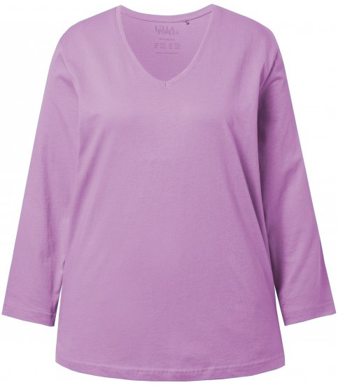 Ulla Popken Back To Basics V-Neck Relaxed Fit Cotton Tee Lavender - T-paidat - 