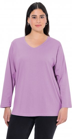 Ulla Popken Back To Basics V-Neck Relaxed Fit Cotton Tee Lavender - T-paidat - 