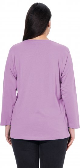 Ulla Popken Back To Basics V-Neck Relaxed Fit Cotton Tee Lavender - T-paidat - 