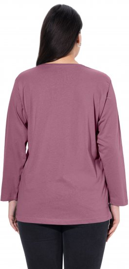 Ulla Popken Back To Basics V-Neck Relaxed Fit Cotton Tee Dark Rose - T-paidat - 