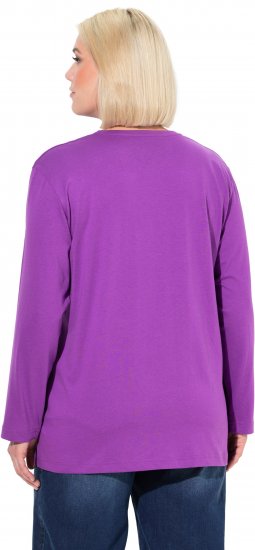 Ulla Popken Back To Basics V-Neck Relaxed Fit Cotton Tee Purple - T-paidat - 