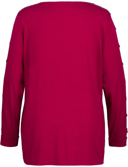 Ulla Popken Rhinestone Accent Statement Cutout Sleeve Stretch Knit Top Wine Red - Painetut T-paidat naisille - 