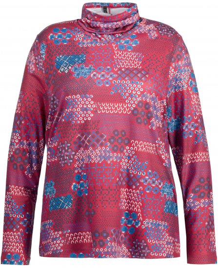 Ulla Popken Graphic Print Recycled Polyester Quick Dry Stretch Top Salsa Red - Painetut T-paidat naisille - 
