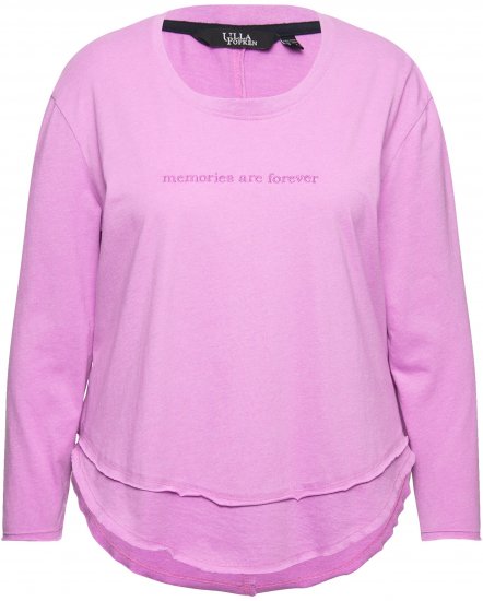 Ulla Popken Layered Look Memories Embroidered Long Sleeve Tee Amethyst - Painetut T-paidat naisille - 