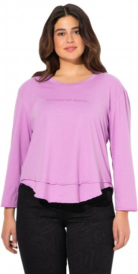 Ulla Popken Layered Look Memories Embroidered Long Sleeve Tee Amethyst - Painetut T-paidat naisille - 
