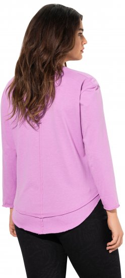 Ulla Popken Layered Look Memories Embroidered Long Sleeve Tee Amethyst - Painetut T-paidat naisille - 