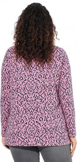 Ulla Popken Geometric Print 3/4 Sleeve Pleated Tee Raspberry - Painetut T-paidat naisille - 