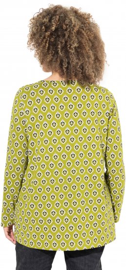 Ulla Popken Allover Graphic Long Sleeve Tee Avocado Green - Painetut T-paidat naisille - 