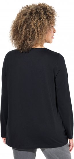 Ulla Popken Puppy Graphic Christmas Long Sleeve T-Shirt Black - T-paidat - 