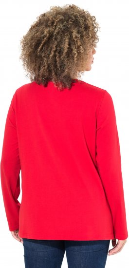 Ulla Popken Metallic Graphic Holiday Tee Salsa Red - Painetut T-paidat naisille - 