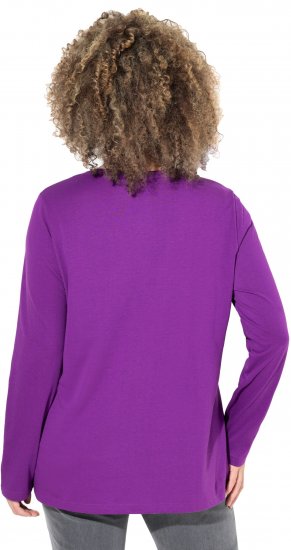 Ulla Popken Metallic Graphic Holiday Tee Dark Purple - Painetut T-paidat naisille - 